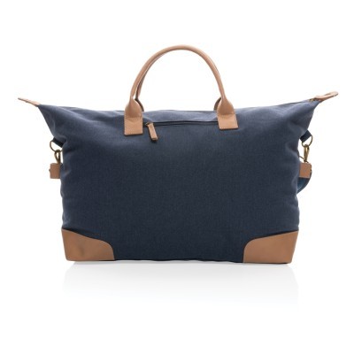 Bolsa fin de semana reciclada con asa y detalles marrones